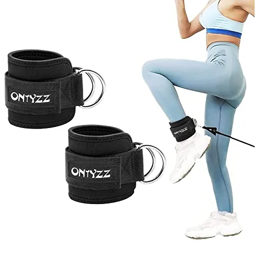 Knöchelmanschette Gym Strap Einstellbar Knöchelgewichte Frauen Männer Knöchelriemen Fitness mit D-Ring-Manschette Riemenmanschette für Cable Machine 2 Stück/Schwarz