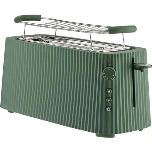 Alessi Plissé MDL15 GR - Doppelfach-Toaster in Grün - Toaster für bis zu 4 Scheiben Brot mit 6 Bräunungsstufen und Auftaufunktion, ideal für Frühstück und Brunch mit Familie und Freunden.