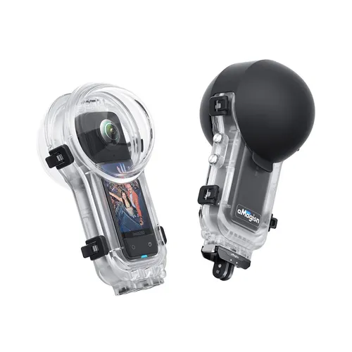 Tragbares 60m Unterwassergehäuse für Insta360 X5 - Unterwassergehäuse für Insta360 X5, wasserdicht bis 60 m, ideal für Outdoor-Abenteuer. Mit Quick Release für einfachen Wechsel und robustem, transparentem Design.