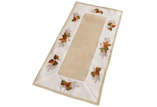 matches21 HOME & HOBBY Tischdecke Tischläufer Herbst 35 x 70 cm mit edel gestickter Blätter-Bordüre (1-tlg), Tischdeko für Küche & Tisch