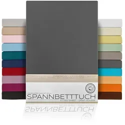 Beautex Spannbettlaken Spannbetttuch Bettlaken aus gekämmter Baumwolle Premium Jersey 160g/m2, Jersey, Gummizug: rundum, (1 Stück) grau 140 cm x 200 cm