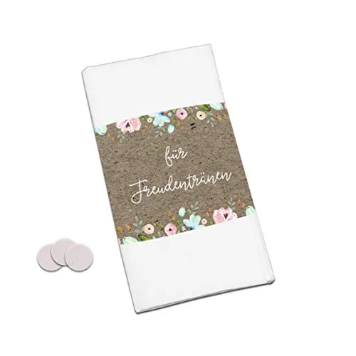 Nastami 50 x Banderole Für Freudentränen Hochzeitsdeko, Taschentuch Banderolen