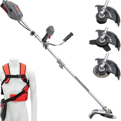 IKRA 36V Akku Freischneider Rasentrimmer IB-BC 33 - Rasentrimmer & Motorsensen mit bürstenlosem Motor für längere Laufzeit und hohe Schnittgeschwindigkeit, inklusive umfangreichem Zubehör für vielseitige Gartenarbeit.