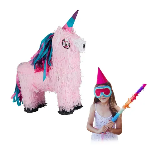 Pinata Einhorn für Mädchen, zum Aufhängen, unbefüllt, aus Papier, pinke Piñata