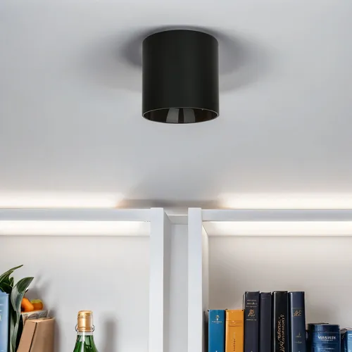 POINT Runder Aufbauspot Decke Schwarz GU10 Ø12,7cm - Moderne Deckenleuchte für Wohnzimmer und mehr, mit GU10 Sockel und elegantem, kompaktem Design. Ideal für stimmungsvolle Beleuchtung in jedem Raum.