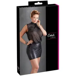 Cottelli Collection Damen Corsage 27159451081 - Erotische Kleider mit sexy, durchscheinendem Oberteil und verführerischem High Waist Wetlook Rock, ideal für besondere Anlässe.