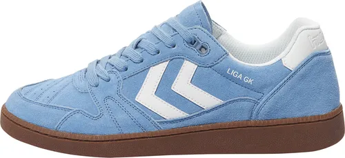 Hummel Handballschuhe Liga GK HERITAGE BLUE, Größe 47 - Retro-Handballschuhe aus hochwertigem Wildleder mit rutschfester Gummi-Laufsohle. Ergonomische Einlegesohle für optimalen Komfort und Stabilität – ideal auch als lässige Sneaker.