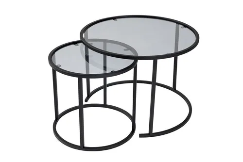 Elegantes Couchtisch Set in Schwarz Grau - Stilvolles Couchtisch Set mit 60x60 cm und 43 cm Höhe. Robuste Metallrahmen sorgen für Langlebigkeit und zeitgemäßes Design, ideal für jedes Wohnzimmer.