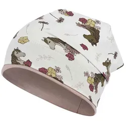 Smarilla Jerseymütze Mädchenmütze Übergangsmütze Stoffmütze beige|rosa 50-52