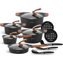 Edenberg Topf-Set: 15-tlg. modernes Kochgeschirr mit antihaftbeschichteten Töpfen - Topfsets aus hochwertigem Aluminium und Keramik, ideal für alle Herdarten, zeitloses Design und perfekte Geschenkidee für Kochliebhaber.