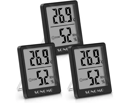 Sonomo Hygrometer Thermometer 3er Set Digital Raumthermometer Luftfeuchtigkeit, (3-St), mit Komfortanzeige