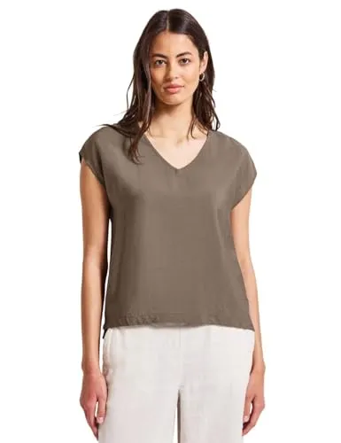 STREET ONE Damen A345606 V-Neck Shirt, Mute Mocha, 36 von Street One