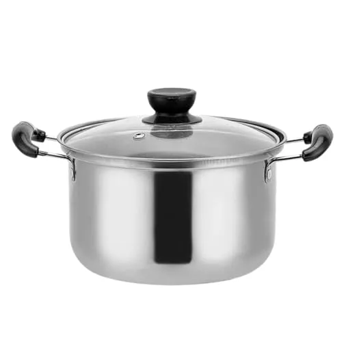 Angoily Kochtopf Edelstahl, Topf mit GlasDeckel, 16 cm, für alle Herdarten geeignet, Gas, Elektroherd Induktion