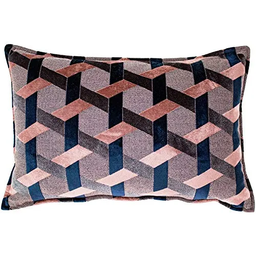 Paoletti Delano Kissenbezug, Samt, Blush/Navy, 40 x 60cm