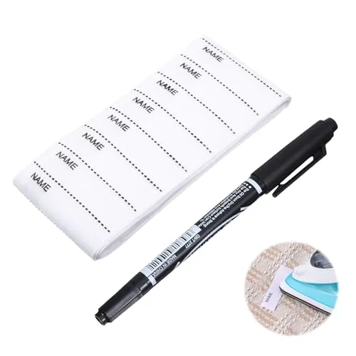 Produktbild Stück ​​Namensschilder für Kleidung​​ ​​Namensaufkleber Kinder​​, Namensetiketten Wäscheetiketten mit Stift Bügeletiketten​​ 1,5x5,5 cm (0,6x2,17 In) für Schule Pflegeheime Kindergarten 200