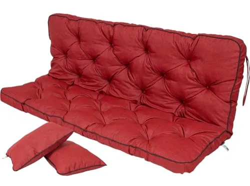 TexDeko® Bankauflage mit Rückenlehne für Hollywoodschaukel - Bordeaux - Gartenmöbel-Kissen, wasserabweisend und UV-beständig für langlebigen Komfort und stilvolles Design.