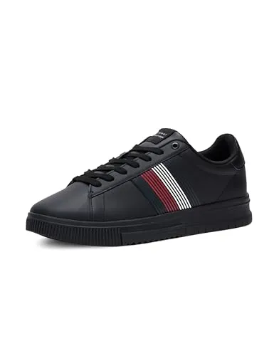 Tommy Hilfiger Herren Sneaker Supercup Leather – Stilvolle Sneaker aus Leder, Schwarz, Größe 46 - Herren-Sneaker aus hochwertigem Leder für optimalen Tragekomfort. Stilvolles Design mit Tommy Hilfiger Branding – ideal für jeden Anlass!