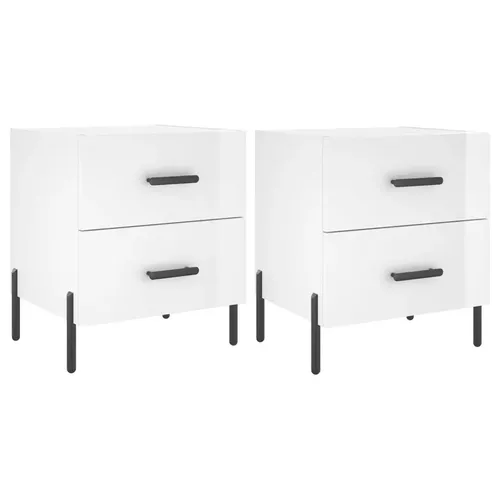 furnicato Nachttisch 40 x 35 x 47,5 cm Hochglanz-Weiß
