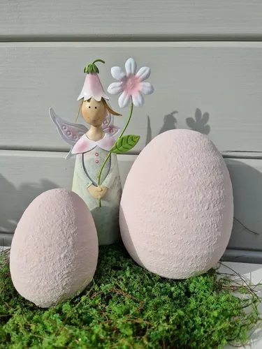 Osterdeko Ostereier Rosa Terracotta Frühlingsdeko 8x10,5 und 12x16 cm