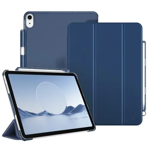 Fintie Hülle für iPad Air 11 Zoll (M4/M3/M2, 2026/2025/2024), iPad Air 5 2022/4 Generation 2020 10.9 Zoll mit Stifthalter, ultradünne leichte Schutzhülle Case mit transparenter Rückseite, Marineblau
