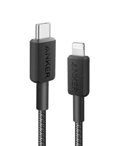 Anker Innovations 322 USB-C to Lightning Kabel 0.9M - Kabel & Adapter, robustes Nylon-Design und 30 W Schnellladeleistung für effizientes Laden unterwegs.