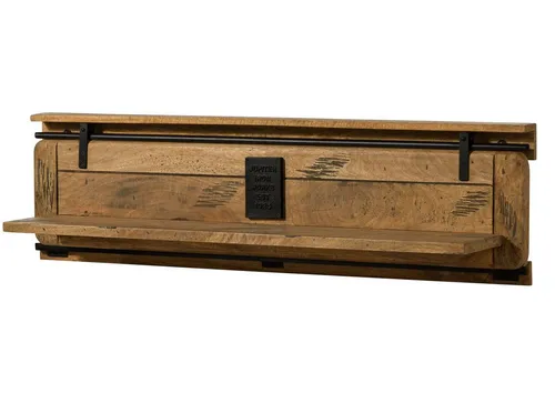 Massivmoebel24 Wandregal aus Mango Holz, natur - Wandregal aus Massivholz, 4 Einlegeböden, 7 Fächer, handgefertigt aus einzigartigem Mango Holz – ideal für nachhaltige Einrichtung und stilvolle Akzente in Ihrem Zuhause.