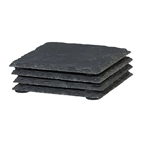 creativ home Schiefer- UNTERSETZER ca 10 x 10 cm. 4 Stück Schieferplatten. Kanten GEBROCHEN.