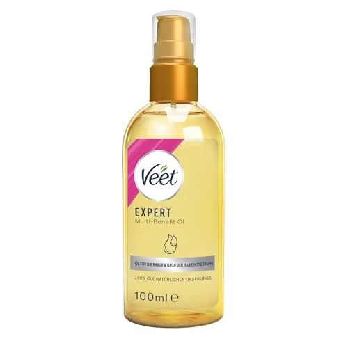 Veet Expert Multi-Benefit Öl - 100% natürliche Öle für Rasur & Hautpflege - Lotionen & Cremes: Feuchtigkeitsspendendes Körperöl mit Vitaminen & Omega 3, ideal als Rasierhilfe und für die Pflege nach der Haarentfernung.