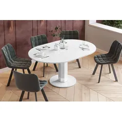 Design Esstisch rund HES-111 Grau Hochglanz/Weiß Hochglanz ausziehbar - Esszimmertisch ausziehbar von 100 cm auf 148 cm, ideal für gemütliche Abendessen oder große Feiern, stilvolles Design und pflegeleichte Oberfläche.