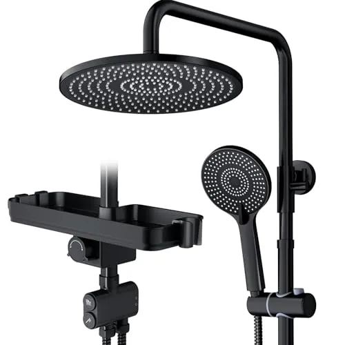 Rainsworth Duschsystem mit Ablage Schwarz