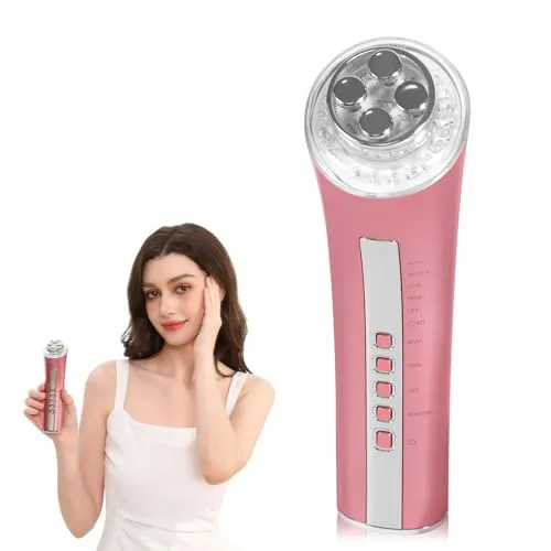 CARER BEAUTY Gesichtsmassagegerät Gegen Falten RF Schönheitsgerät mit 3 LED Licht EMS Phototherapie für Anti-Aging Faltenreduzierung feine Linienreduktion