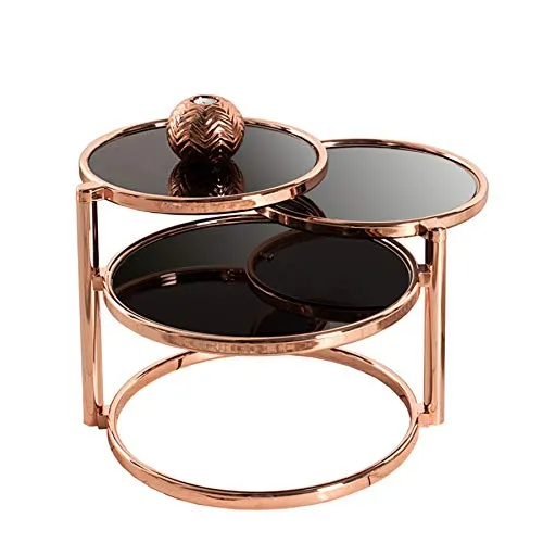 riess-ambiente Runder Couchtisch ART DECO III 155cm - Eleganter Couchtisch in Kupfer und Schwarz, mit drei höhenverstellbaren Tischplatten für mehr Flexibilität und einen modernen Look in Deinem Wohnzimmer.