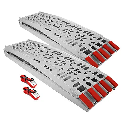 Wiltec 2X Auffahrrampe 226 cm 820 kg für Quad ATV Motorrad, Aluminium Auffahrschiene faltbar, Verladerampe rutschsicher