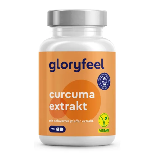 gloryfeel® Curcuma Extrakt 17000mg - 95% Extrakt + Schwarzer Pfeffer + Piperin