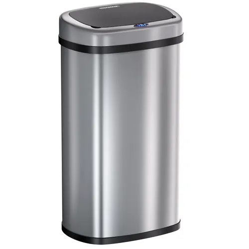 monzana Mülleimer 50 L mit Automatik Sensor und LED Display - Eleganter Edelstahl-Mülleimer mit 50 L Volumen, öffnet berührungslos per Sensortechnik und schließt sanft nach 5 Sekunden. Ideal für hygienische Abfallentsorgung im Haushalt oder Büro.