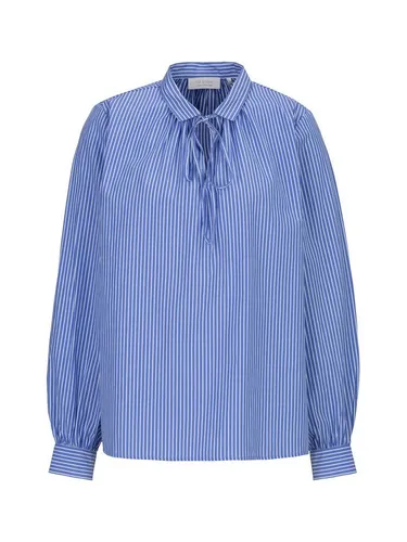 RICHROYAL Klassische Damenbluse mit Bindekragen – Blau, Größe 42 - Bluse aus 100% Baumwolle im lässigen Streifenstil, ideal für entspannte Anlässe. Komfortabler Relaxed Fit und klassischer Hemdkragen für einen eleganten Look.