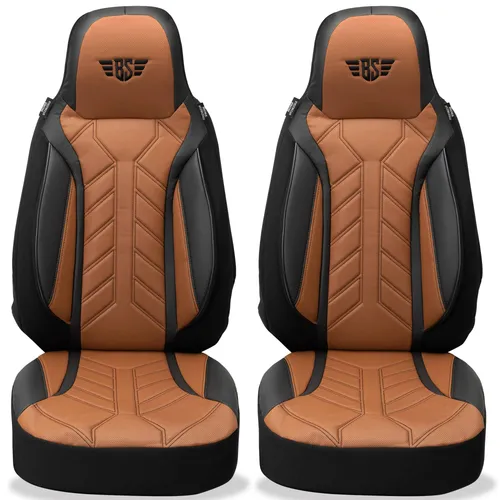 BREMER SITZBEZÜGE Autositzbezug für Audi A3 8P (2003-2013) in Schwarz/Schokobraun - 2-teiliges Set von Schonbezügen aus Kunstleder und Lakoste-Gewebe, atmungsaktiv und pflegeleicht. Schützt Ihre Sitze effektiv und sorgt für Komfort bei jeder Fahrt. Einfache Montage mit Klettsystem und praktische Rückentaschen.