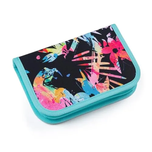 TOPGAL Federmäppchen für Mädchen/Kinder mit Zwei Klappen, gepolstert, mit Stundenplan und Gummischlaufen. (Penn 23003)