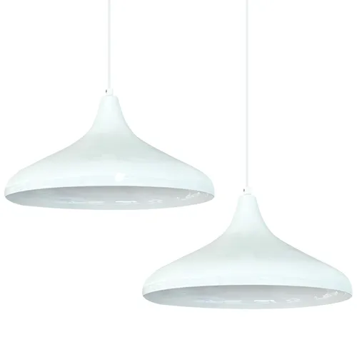 bamyum Champion Pendelleuchte Esstisch 2 Flammig Weiß Ø30 cm