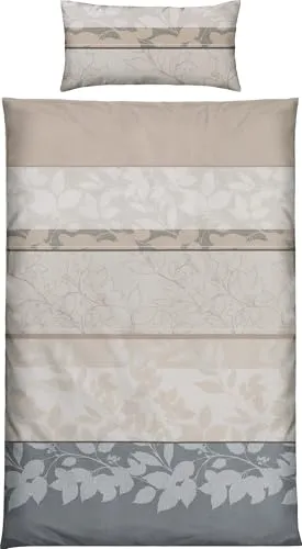 REDBEST Bettwäsche Microfaser-Satin beige-grau Größe 1x 135x200 cm + 1x 40x80 cm