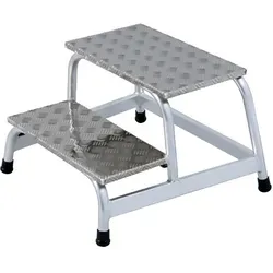 Euroline Alu-Montagetritt Nr. 335 1 x 2 - Leiter mit stabiler Aluminium-Rohrkonstruktion, 240 mm tiefe Stufen und rutschsicheren Fußkappen für maximale Sicherheit und Stabilität.