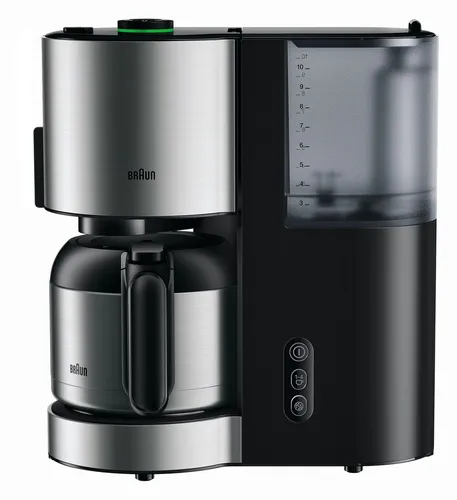 Braun IDCollection KF 5105 Filterkaffeemaschine - Schwarz/Silber - Kaffeemaschine mit 10 Tassen Edelstahl-Thermokanne und AromaSelect für individuelle Kaffeeintensität. Das OptiBrew System sorgt für perfekten Kaffeegeschmack.