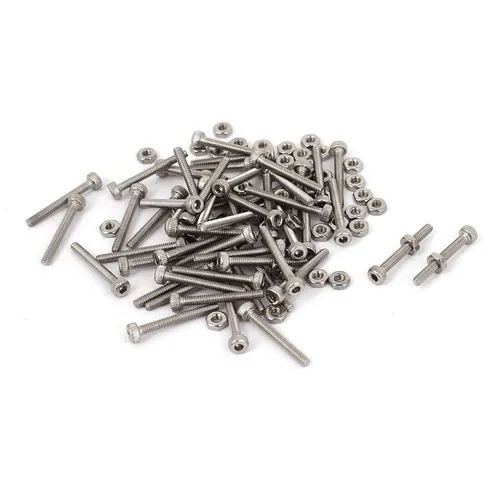 50pcs M2x16mm Edelstahl Innensechskant Kopf Rändelschraube Bolzen Mutter Set