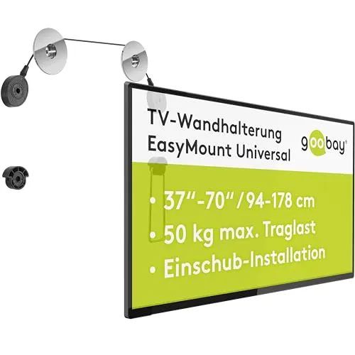 Goobay 63490 TV Wandhalterung Fernseher Halterung 37 - 70 Zoll (94 - 178 cm) Kabelsystem universelle Fernsehhalterung TV VESA Wandhalterung TV 50 kg