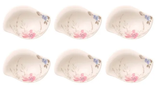 Villeroy & Boch Mariefleur Gris Basic 6er Set Dipschälchen 12x8cm - Schüsseln: Elegante Dipschälchen aus hochwertigem Porzellan, spülmaschinengeeignet und ideal für jeden Anlass. Das moderne Blumenmuster bringt Farbe auf jeden Tisch.
