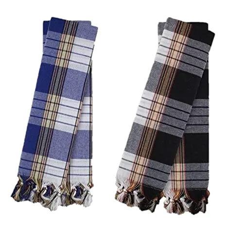 Hamam Handtuch 4er Set - Blau & Schwarz kariert - Saunatücher, vielseitig einsetzbar und schnell trocknend – ideal für Wellness, Strand & Fitness. Erlebe das orientalische Badeflair mit 4 hochwertigen Hamamtüchern.