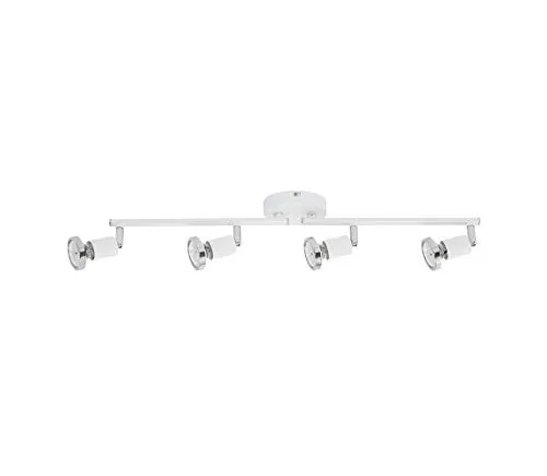 Briloner Leuchten - LED Deckenstrahler, Deckenlampe weiß, GU10 4W I 400 Lumen, Strahler schwenkbar, Leuchtmittel mit Chromring, warm weiß, 60.5 cm