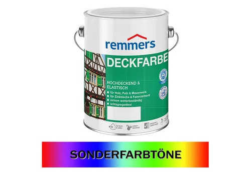 Remmers Wetterschutzfarbe DECKFARBE 2,5 L - Hochdeckend und Wetterfest - Wasserbasierte Wetterschutzfarbe für Holz und mineralische Untergründe. Ideal für außen und innen, mit seidenmatter Oberfläche und umweltfreundlicher Formel.