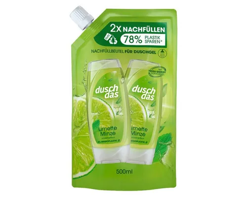 Duschdas Duschgel Limette Minze Nachfüllbeutel Duschbad mit Fresh-Energy-Duftformel sorgt für einen erfrischenden Start in den Tag 500 ml 1 Stück