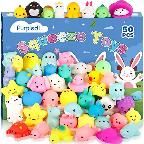 Purpledi 50 Stück Kawaii Squishies – Stressabbau Spielzeug